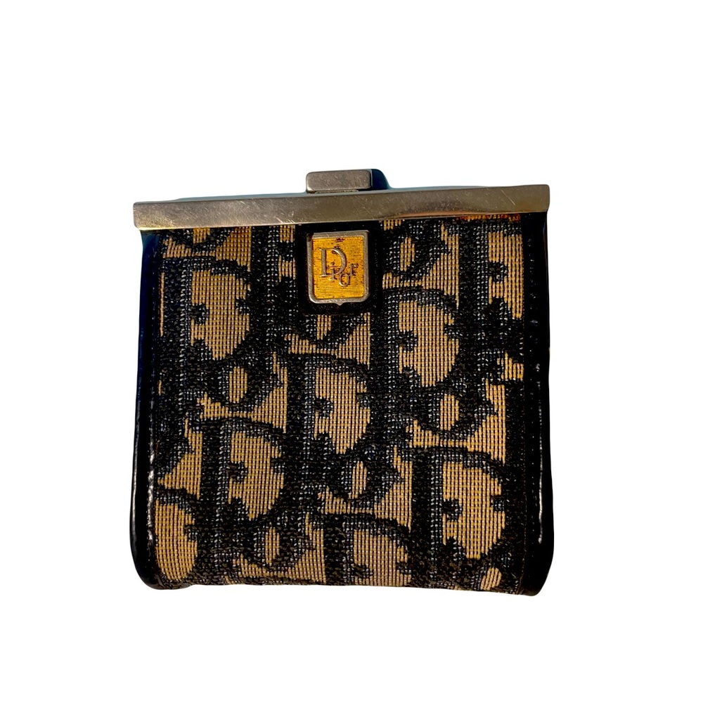 Vintage Dior Trotter Monogram Kiss Lock Coin Purse